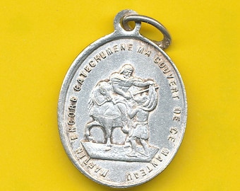 Saint Martin van Tours antieke verzilverde charme religieuze medaille hanger (ref 4245)