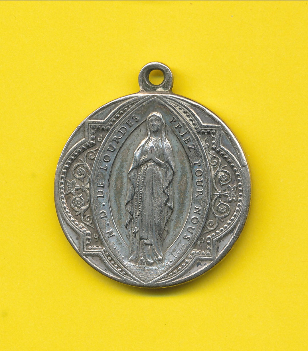 Portrait of Mary - Our Lady of Lourdes Antique Silver Plated Charm ...