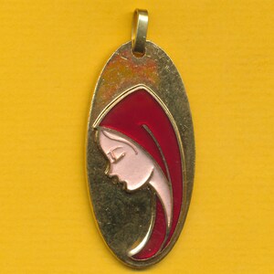 Large Sterling silver Art Modern religious charm medal pendant representing Saint ref 1695