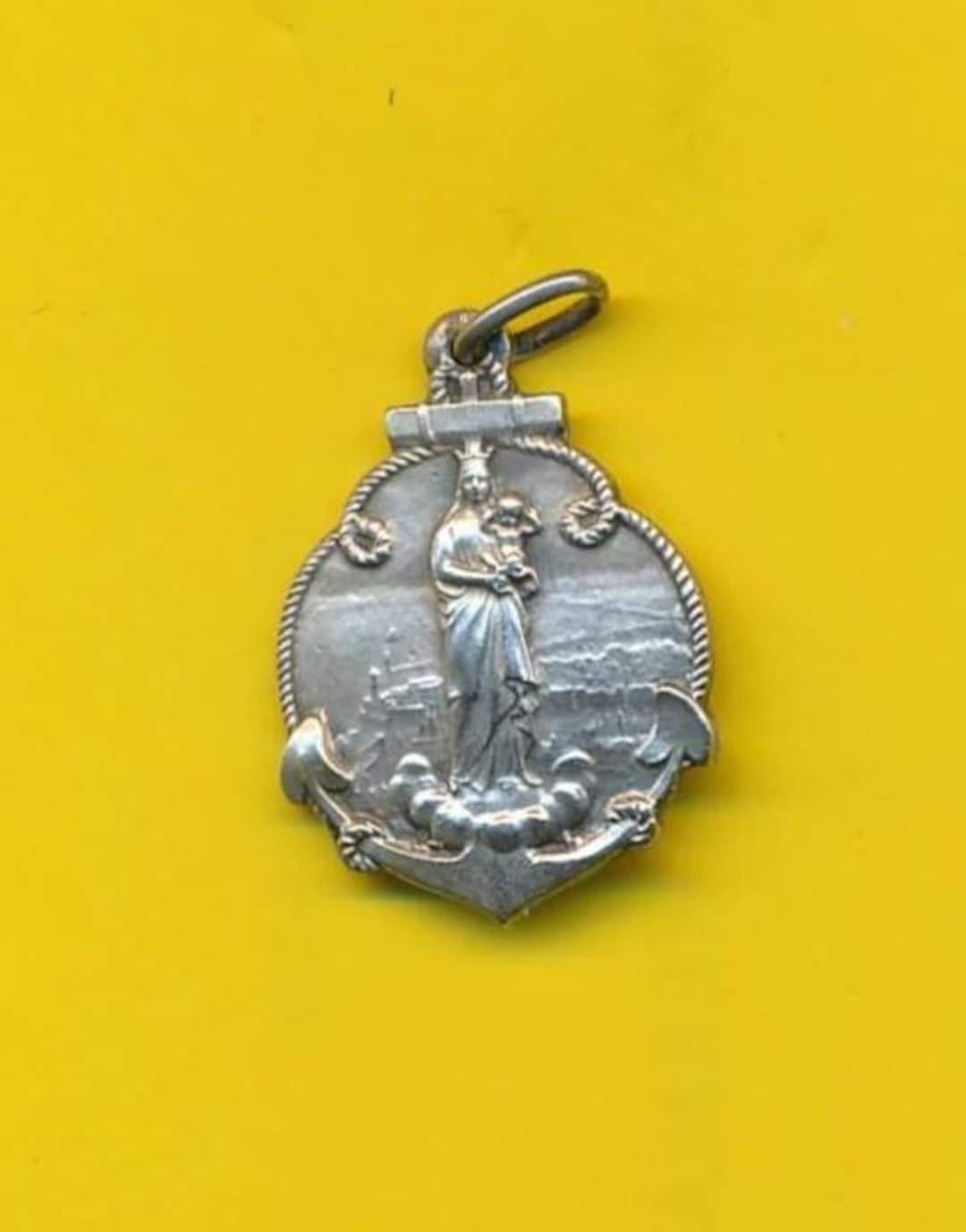 Our Lady of the Guard Antique Silver Plated Charm Religious Medal ...