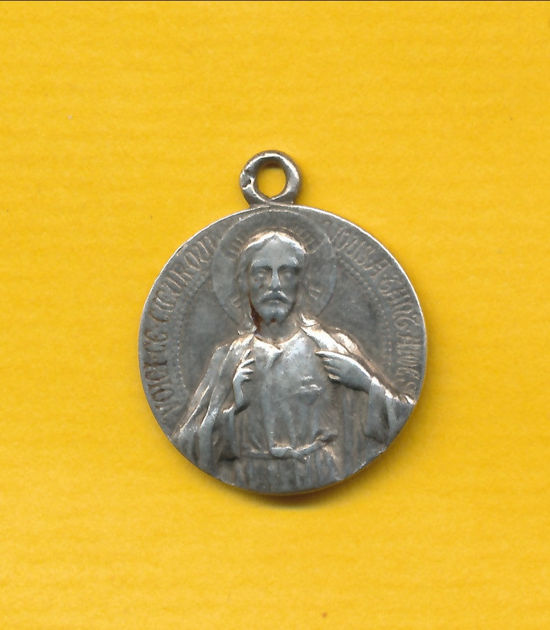 Our Lady of Mount Carmel by TRICARD Vintage French sterling silver religious charm medal pendant Sacred Heart of Jesus ref 2031