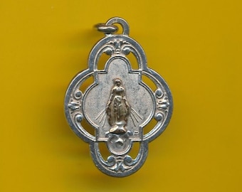 Antieke Victoriaanse sterling zilveren bedel religieuze medaille hanger - Wonderbaarlijke medaille (ref 4655)