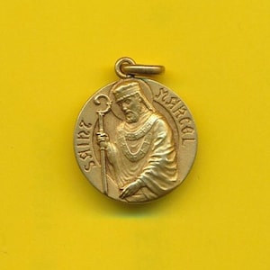 Ancienne médaille religieuse en plaqué or St Marcellus - St Marcel (ref 4787)