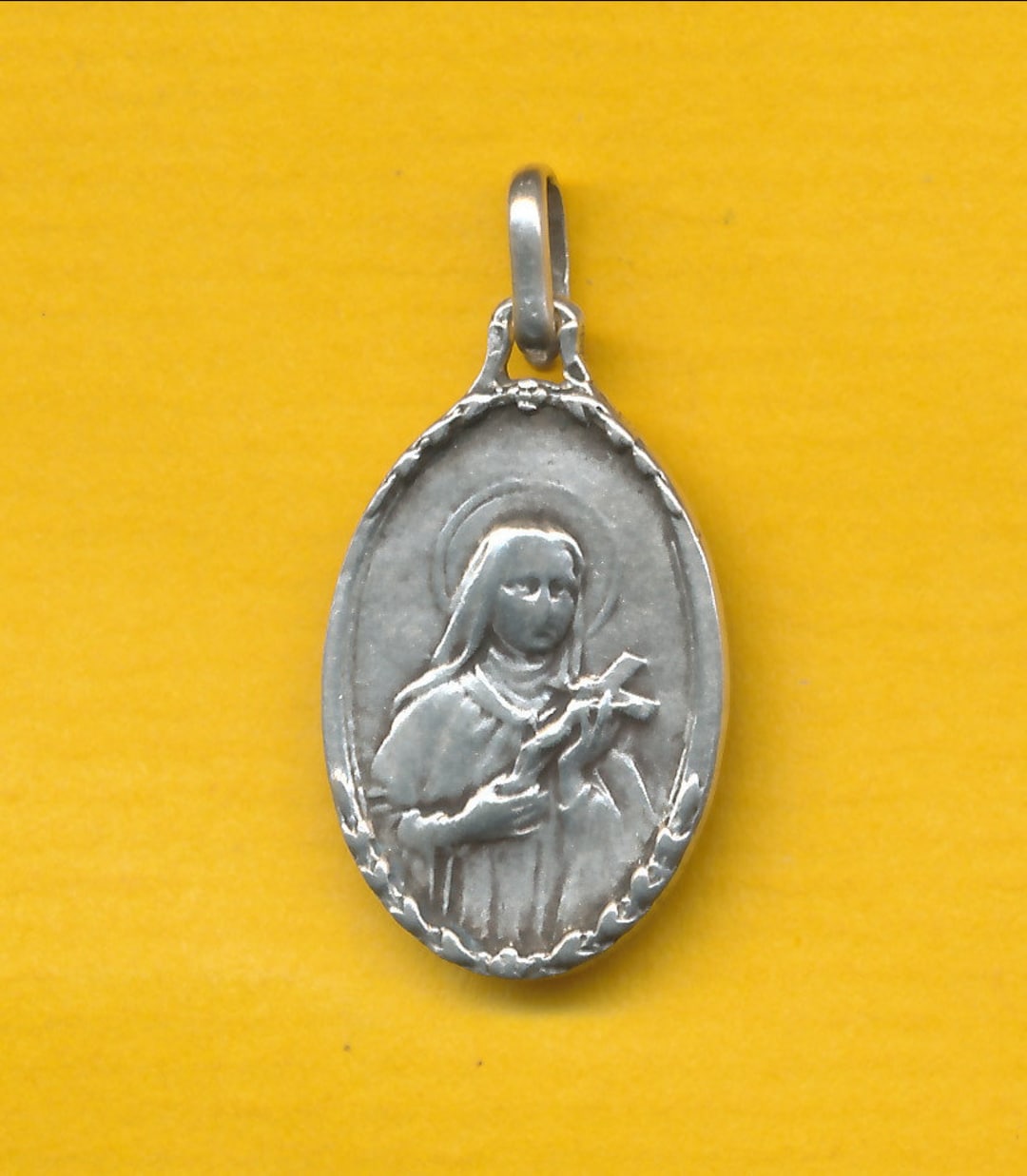 Antique Sterling Silver Religious Medal Charm Pendant Saint Therese of ...