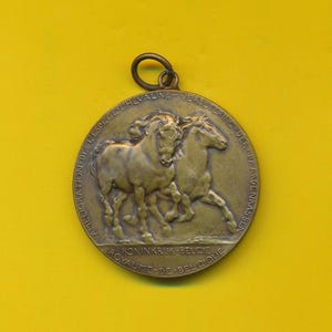 Antique large bronze art medal Horse contest dated of 1922 - Luxembourg (5774)