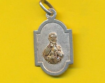 Vintage Franse sterling zilveren bedel religieuze medaille hanger Saint Jean-François Regis - Francis Regis Clet (ref 5127)