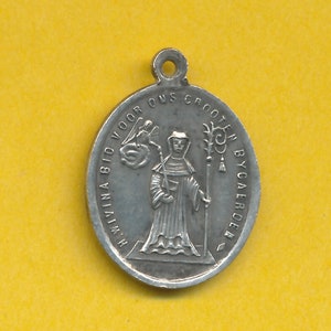Large Sterling silver Art Modern religious charm medal pendant representing Saint ref 1695