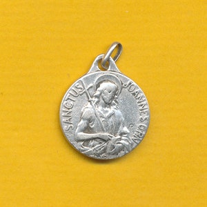 Vintage sterling silver charm religious medal pendant representing St John the Baptist (ref 2834)