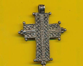 Antique sterling silver charm religious cross pendant  ( 5819)