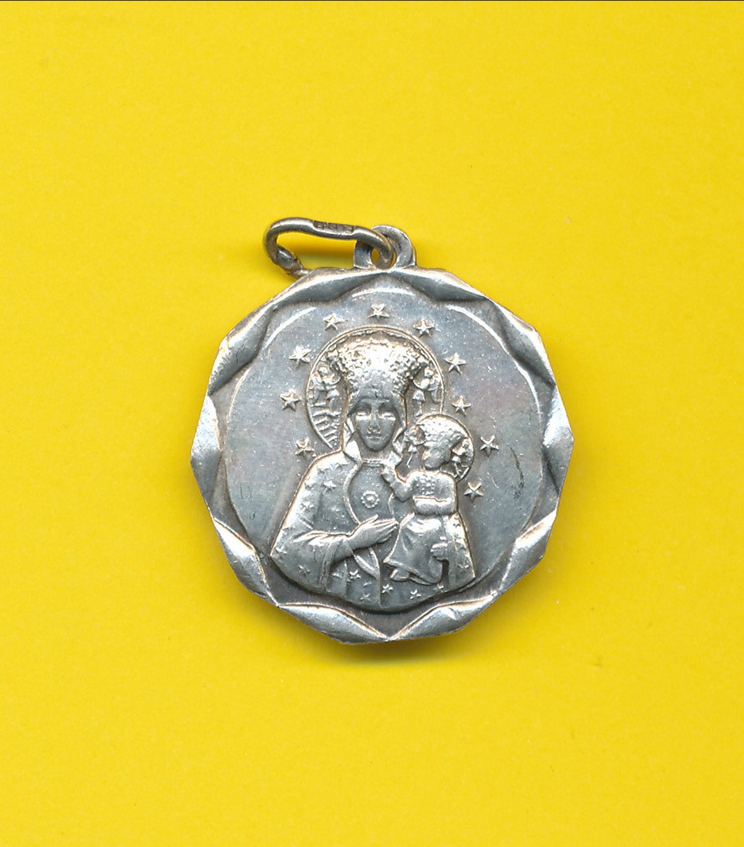 Médaille Pendentif Ancien Vierge Marie - Argent, Fabrication Française