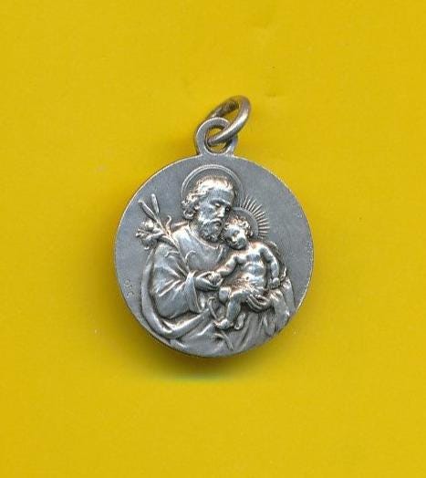 Vintage silver plated charm religious medal pendant St