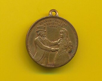 Zeldzame en antieke bronzen medaillehanger gedateerd uit 1908 Franco British Exhibition (ref 5168)