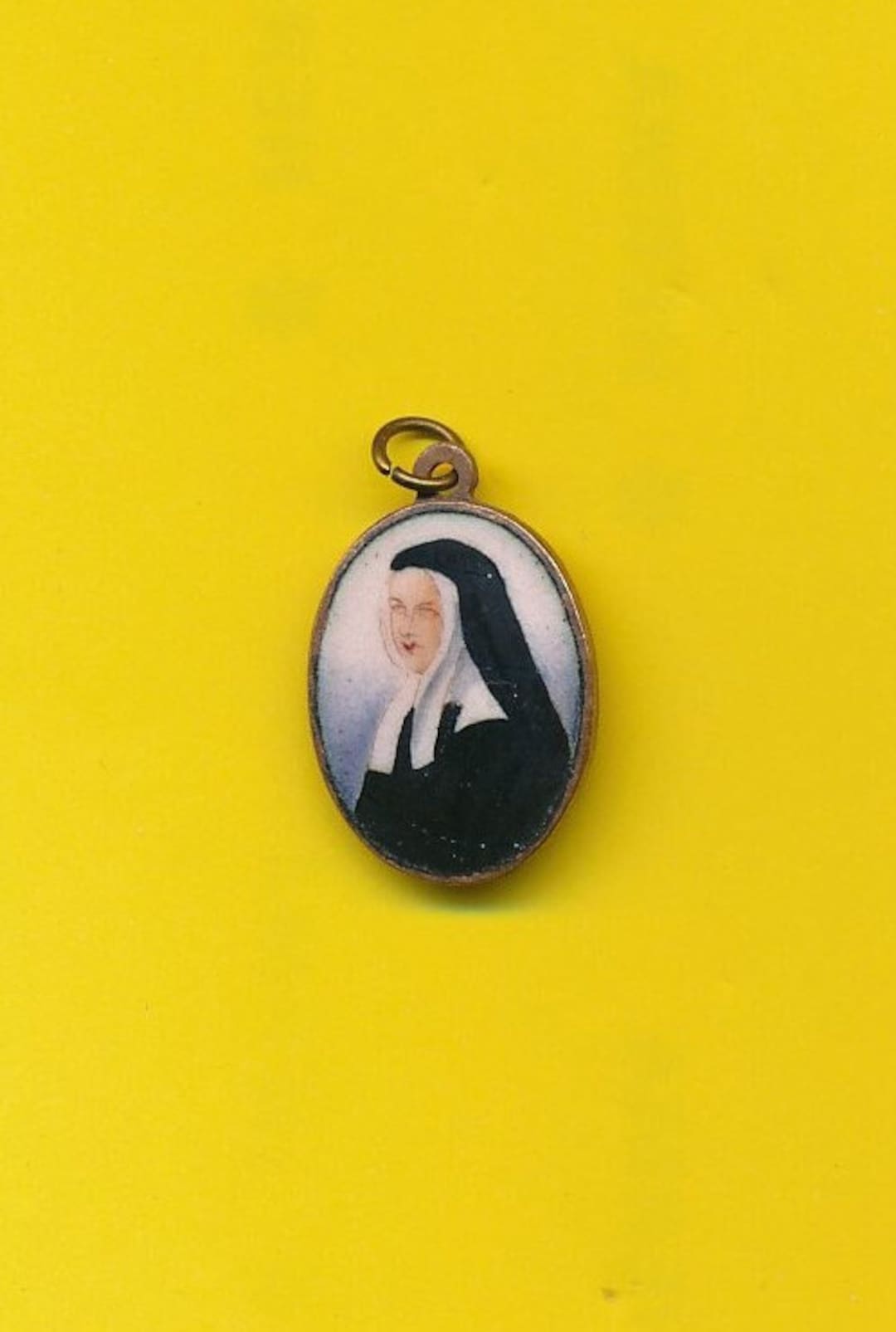 Saint Bernadette Soubirous Vintage Blue Enamel Charm Religious Medal ...