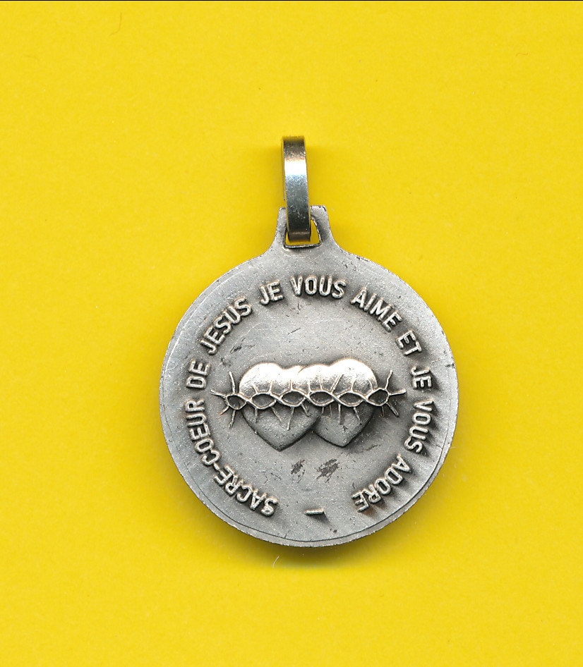 Médaille Religieuse Ancienne N.D. Du Port Et Cœur De Jésus - Métal Argenté