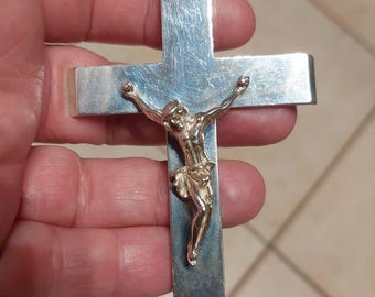 Art Deco sterling silver charm religious cross pendant  (5885)