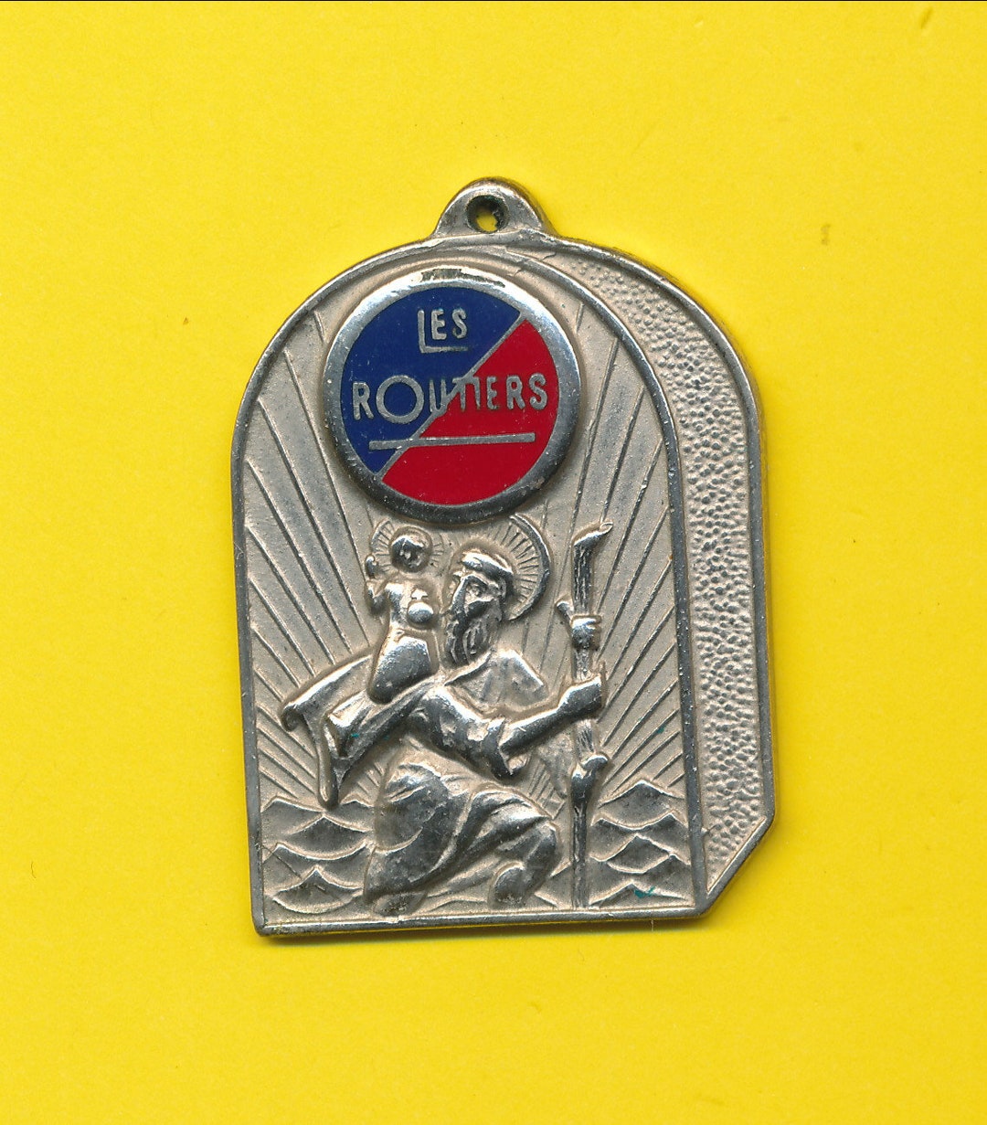 Rare Médaille Saint Christophe en métal argenté – Protection