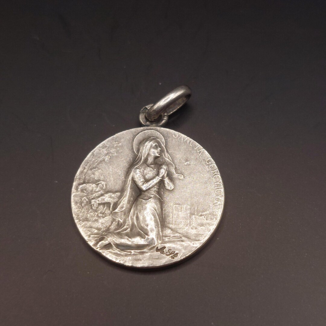 Saint Genovefa - Ste Genevieve Sterling Silver Charm Religious Medal ...
