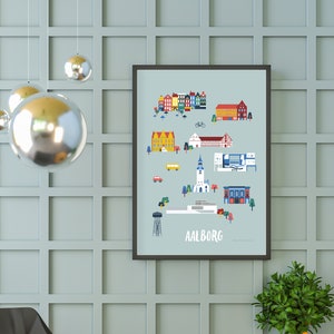 Aarhus Illustrated City Map Denmark Art Print Digital Download