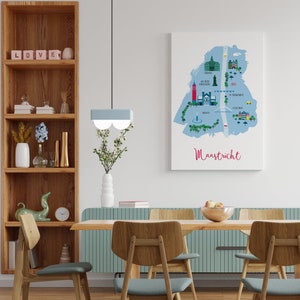 Art Print Illustrated City Map Maastricht, The Netherlands Digital download