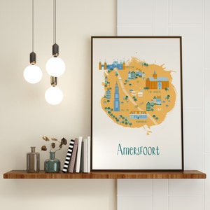 Art Print City Map Amersfoort Pays-Bas illustration téléchargement numérique