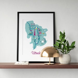 Kunstdruck Stadt Karte Utrecht Niederlande Illustration digitaler download