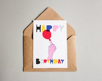 Postcard Happy Birthday Card Funny Decoration Digital Print Active