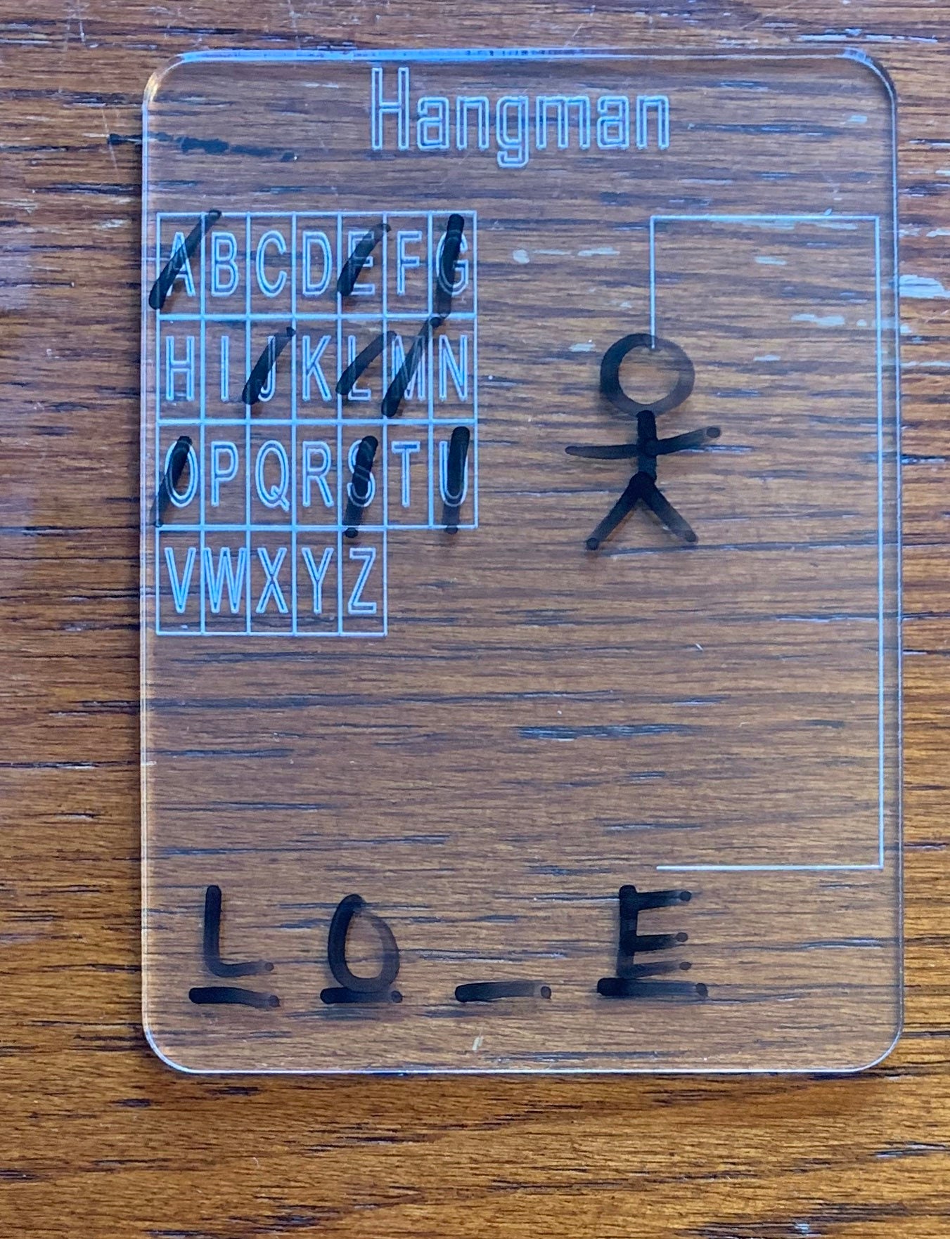 Acrylic Dry Erase Marker Writing Board Digital File Hangman Etsy