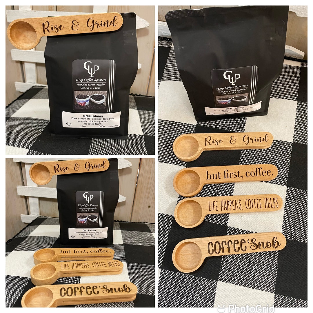 Custom Coffee Scoop Custom Coffee Clip Engraved Coffee Scoop and Clips