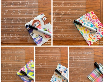 Learn to Write Trace Letter Digital File: Acrylic Dry Erase Marker Writing Board-5 Set Bundle- Letters, Cursive, Shapes Numbers NOT CRICUT