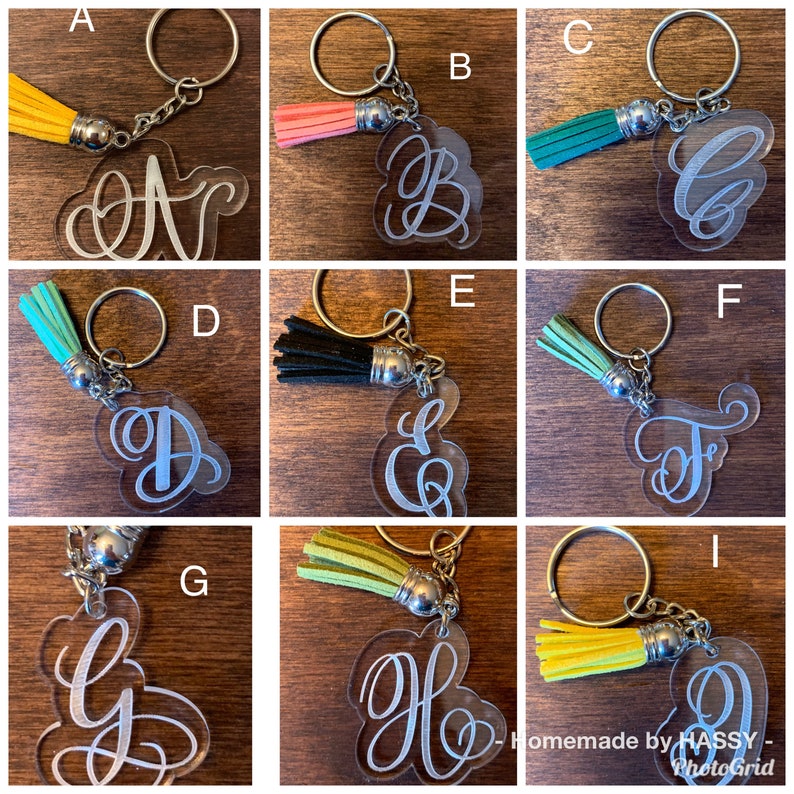Keychain, Personalized Keychain, Acrylic Keychain, Initial Keychain ...