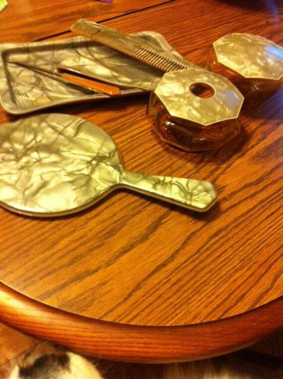 Vintage 1920s Celluloid Dresser Boudoir Set Hexagon Shape Art Etsy
