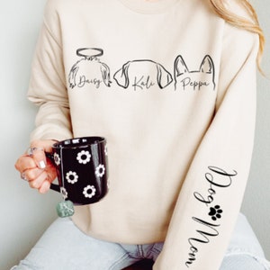 Sweatshirt aangepaste hondenoren, gepersonaliseerd sweatshirt hond moeder, sweatshirt hondenliefhebber, cadeau hond mama, sweatshirt huisdierliefhebber, cadeau voor moeder,