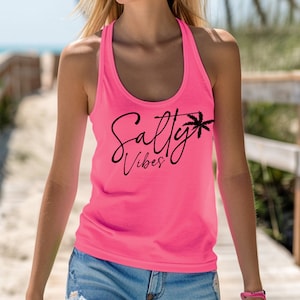 Salty Vibes Tanktop, Racerback, Urlaub Tanktop, Salty Tank Top, Strand Tanktop, Süßes Sommer Tanktop, Süßes Tanktop, Lustiges Tanktop, Strand Tanktop