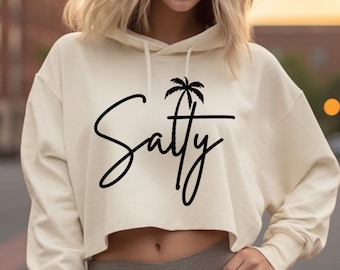 Salty Beach kurzer Hoodie, Damen Sommer-Sweatshirt
