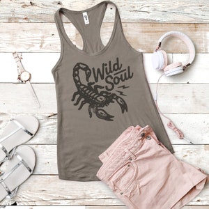Wild Soul Racerback Tank Top, Boho Western Tank, Festival Tank, Vintage Style Shirt, Scorpion Tank, Women&#39;s Western TShirt, Wild Soul Tank