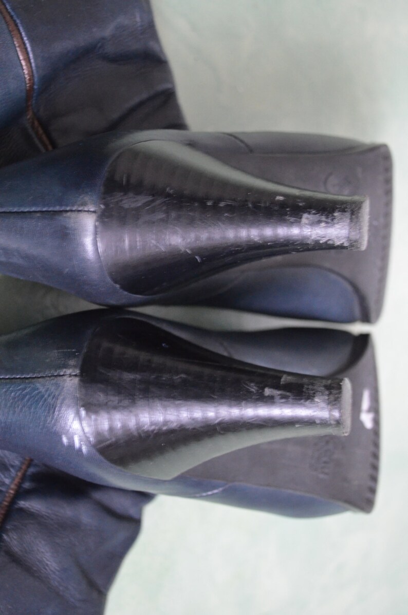 navy leather boots womens