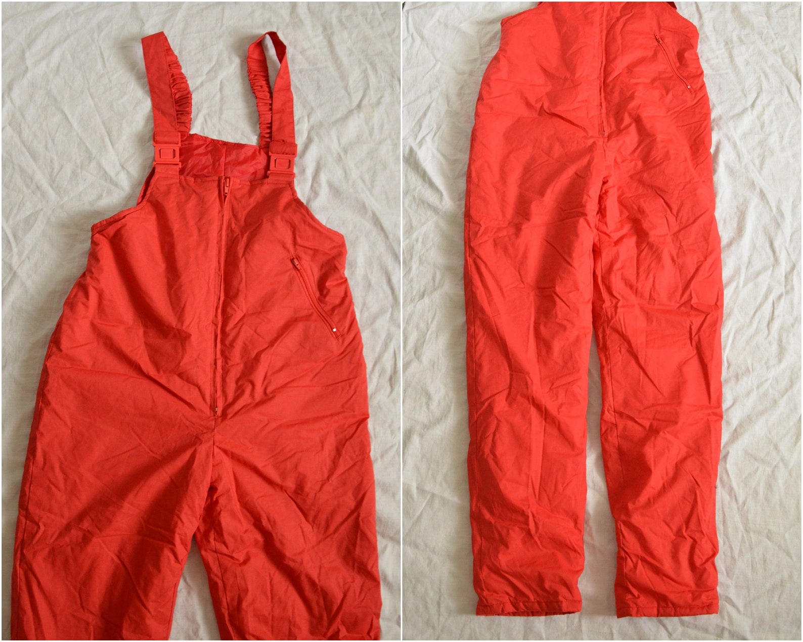Red Ski Pants Overalls Bib Snow Suit Womens Vintage One Piece Etsy