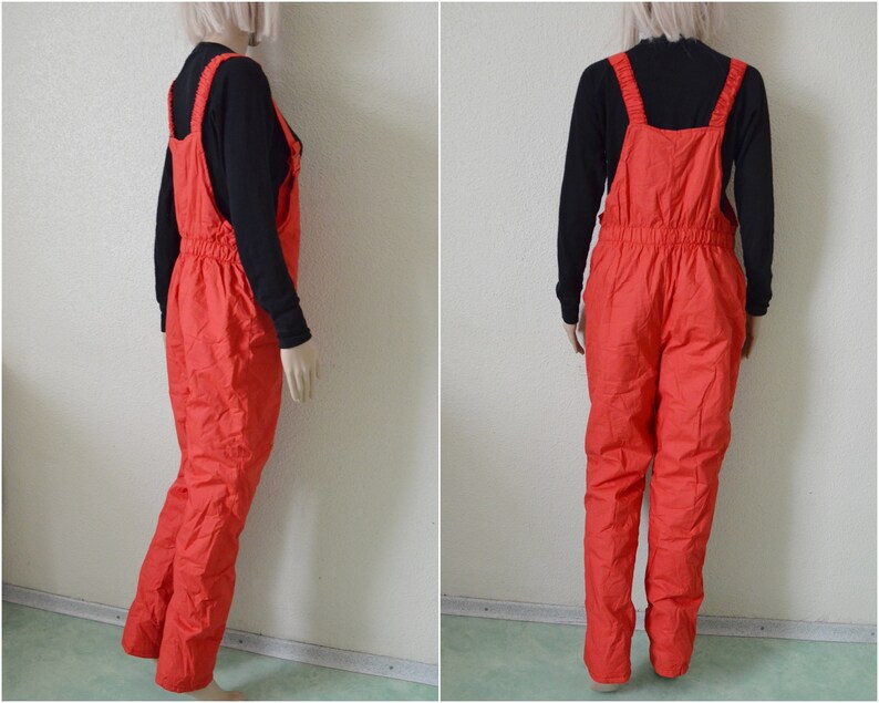 Red Ski Pants Overalls Bib Snow Suit Womens Vintage One Piece Etsy