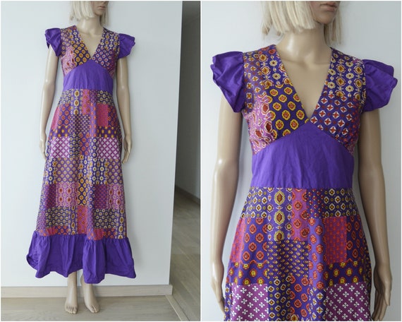 purple patterned dress