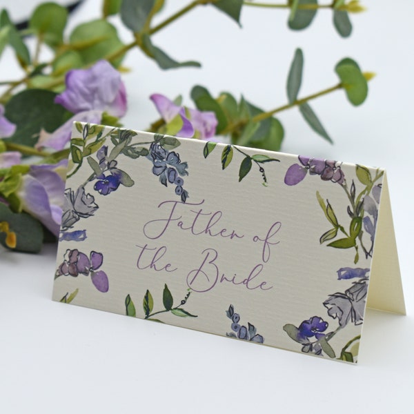 Personalised Wedding Place Cards, Lilac Floral & Foliage Wedding Name Place Cards, Wedding Place Name Settings, Wedding Table Settings