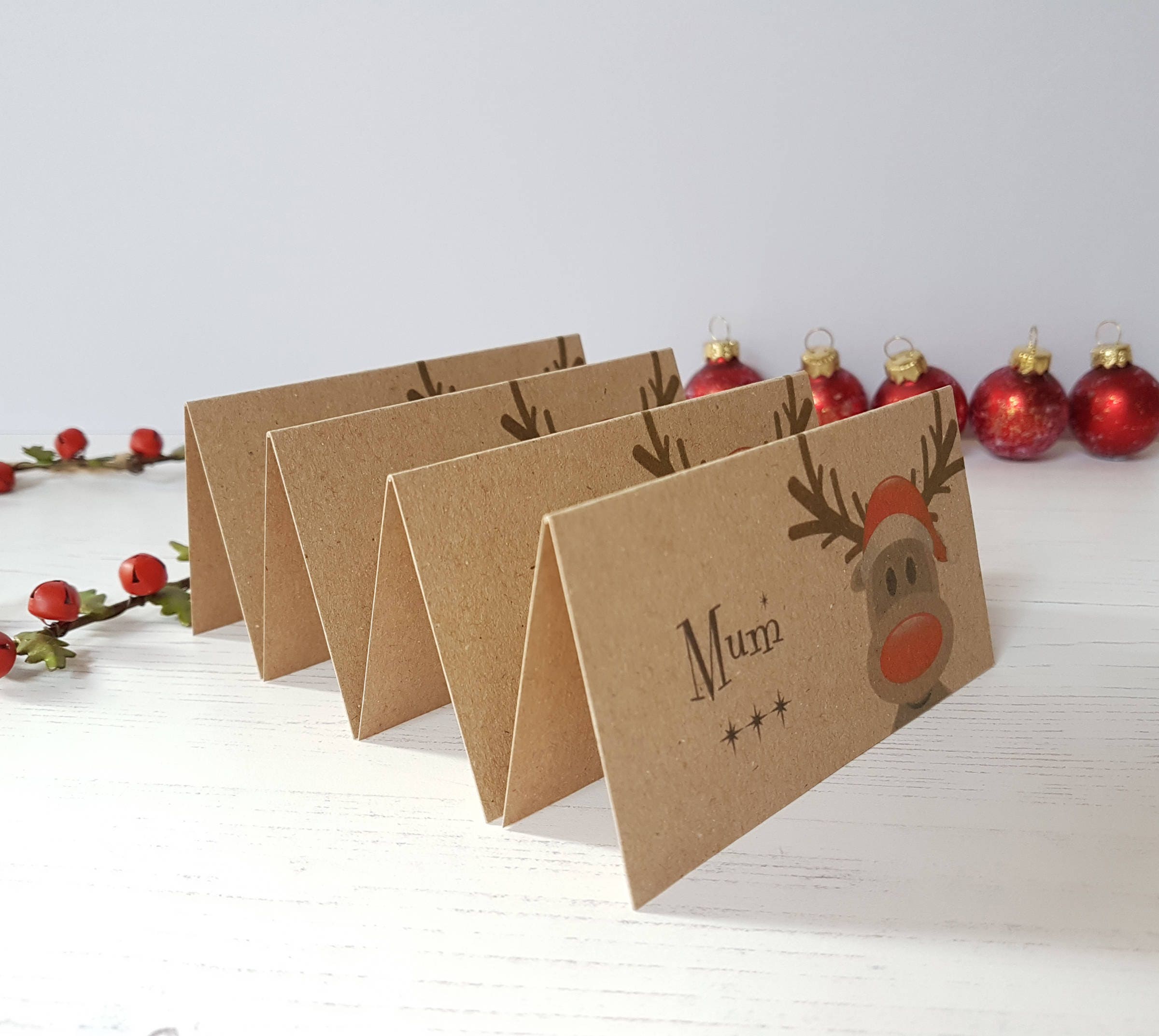 Personalised Kraft Christmas Table Name Place Cards Cute | Etsy