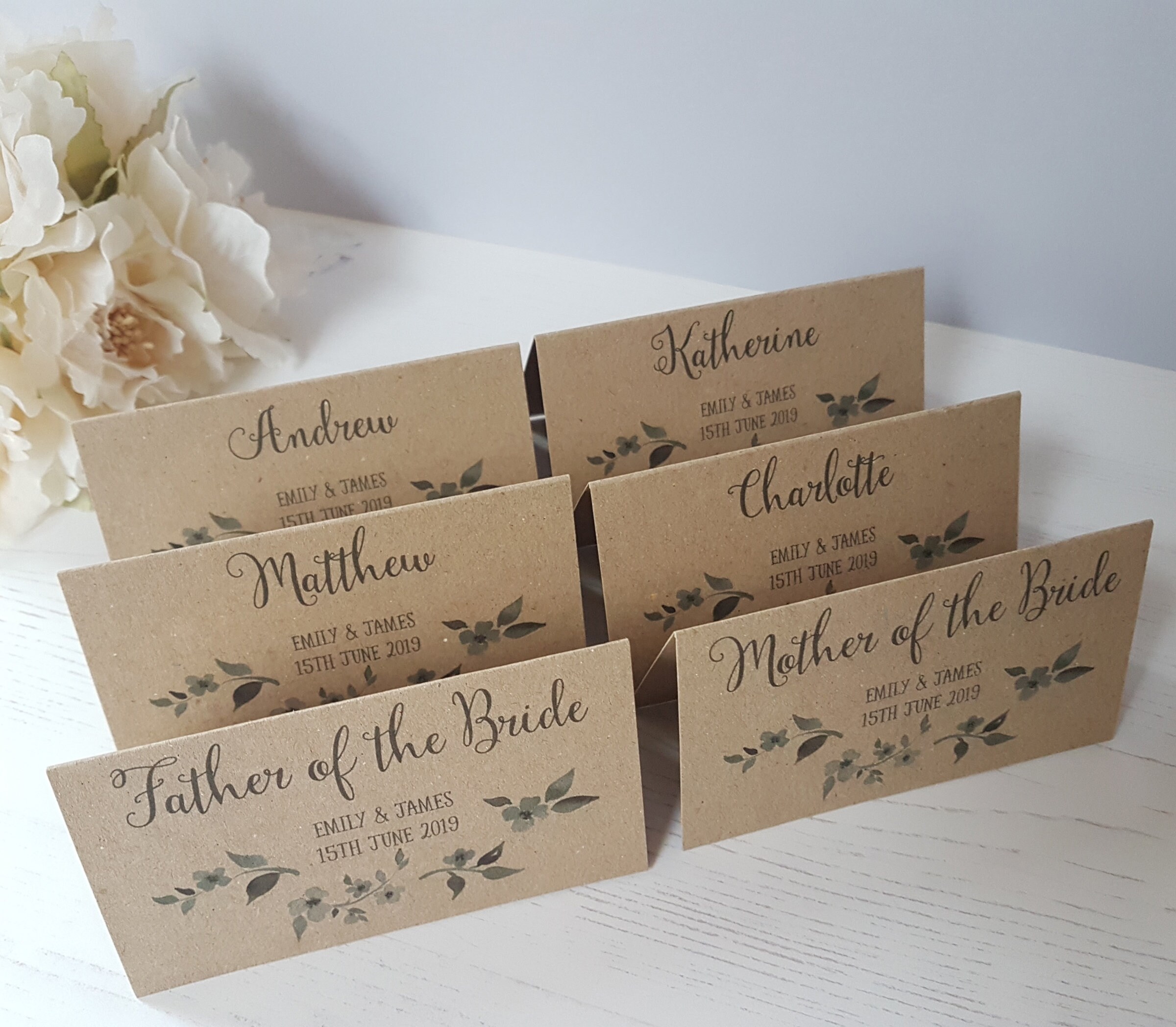 Wedding Place Cards Personalised Rustic Kraft Wedding Name Etsy