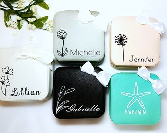 Personalized Travel Jewelry Box: Bridal Party Gift, Custom Wedding Favor