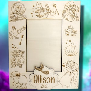 Personalized Mermaid Character Picture Frame for kids parties favors gifts cartoon figures toys dog lobster seagull fish