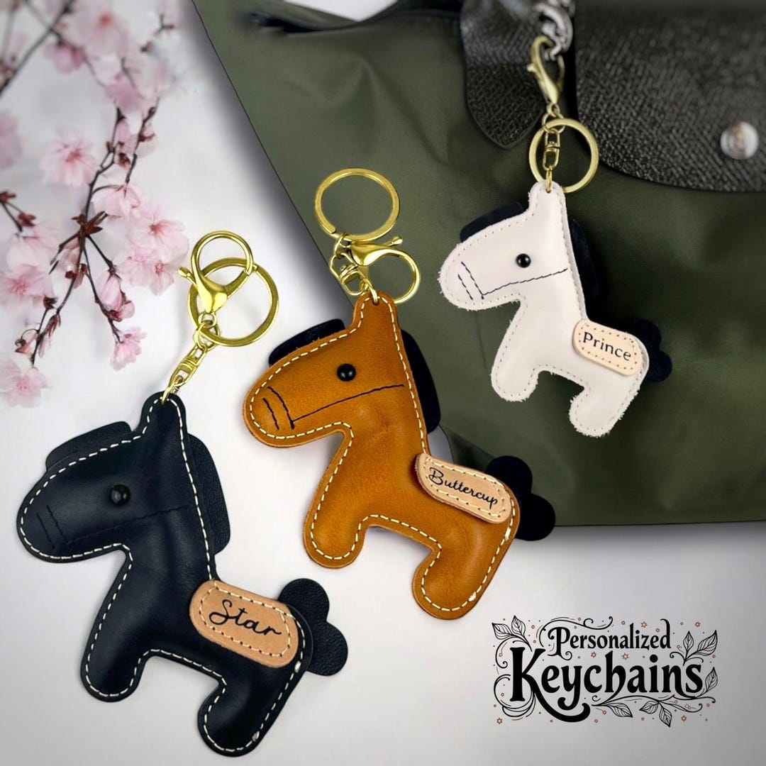 Horse Pendant Leather Scarf Gift Purse & Bag Key Chains for Women