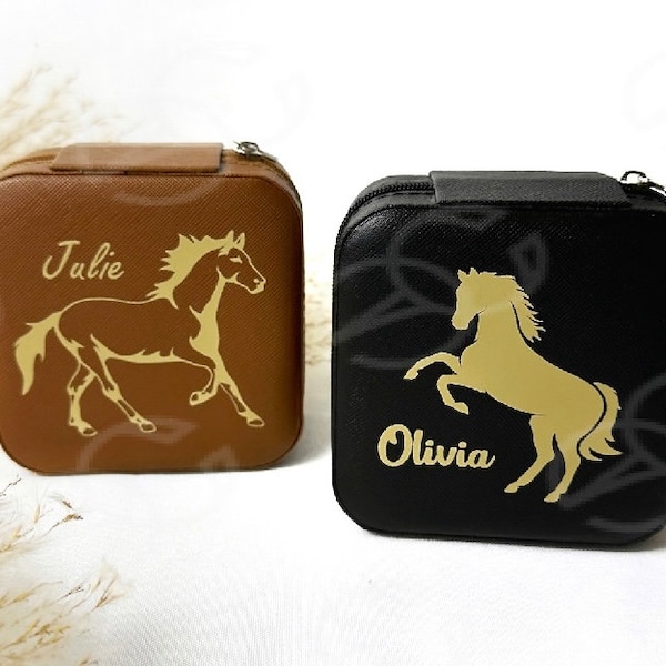 Personalized Jewelry Box Horse Themed Gifts Jewelry Organizer Travel - leather - Custom Jewelry Case Love of Horses boots Cowgirl Western