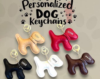 Personalized Leather Dog Keychains Key Chains Gifts Custom for Keys Bag Charm puppy