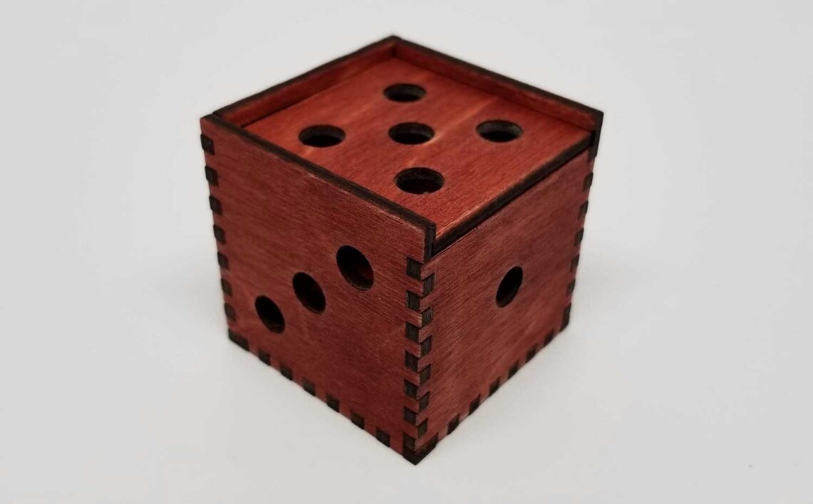 Laser Cut Wooden Dice Box Etsy