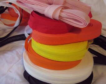 13mm cotton bias binding 1/2 inch wide white, cream, blue, black, salmon, soft orange, yellow or baby pink per metre UK seller
