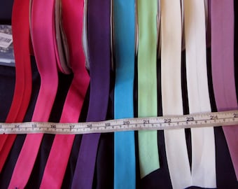25mm polycotton bias binding mauve ivory, cream, apple green, turquoise aubergine, fuschia pink, cerise pink, cherry red per metre UK seller